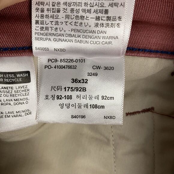 Levis Standard Taper XX Chino Flat Front Pant Pink Red Men 36 x 32 New - Picture 8 of 8
